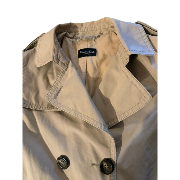 Massimo Dutti Beige Trench Coat Double-Breasted Belted Size M Vintage - Picture 5 of 12